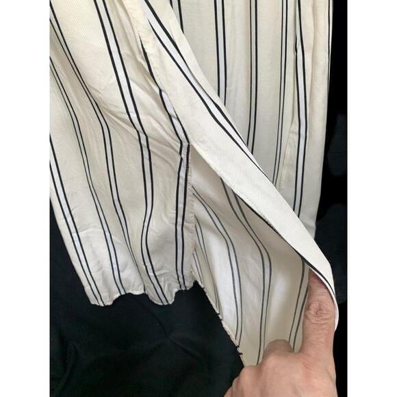 ZARA Ivory & Black Striped Viscose Button Down Shirt Dress Sz SML - Picture 11 of 16